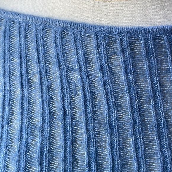 Blue Ribbed Women's Sweater - Picture 2 of 7